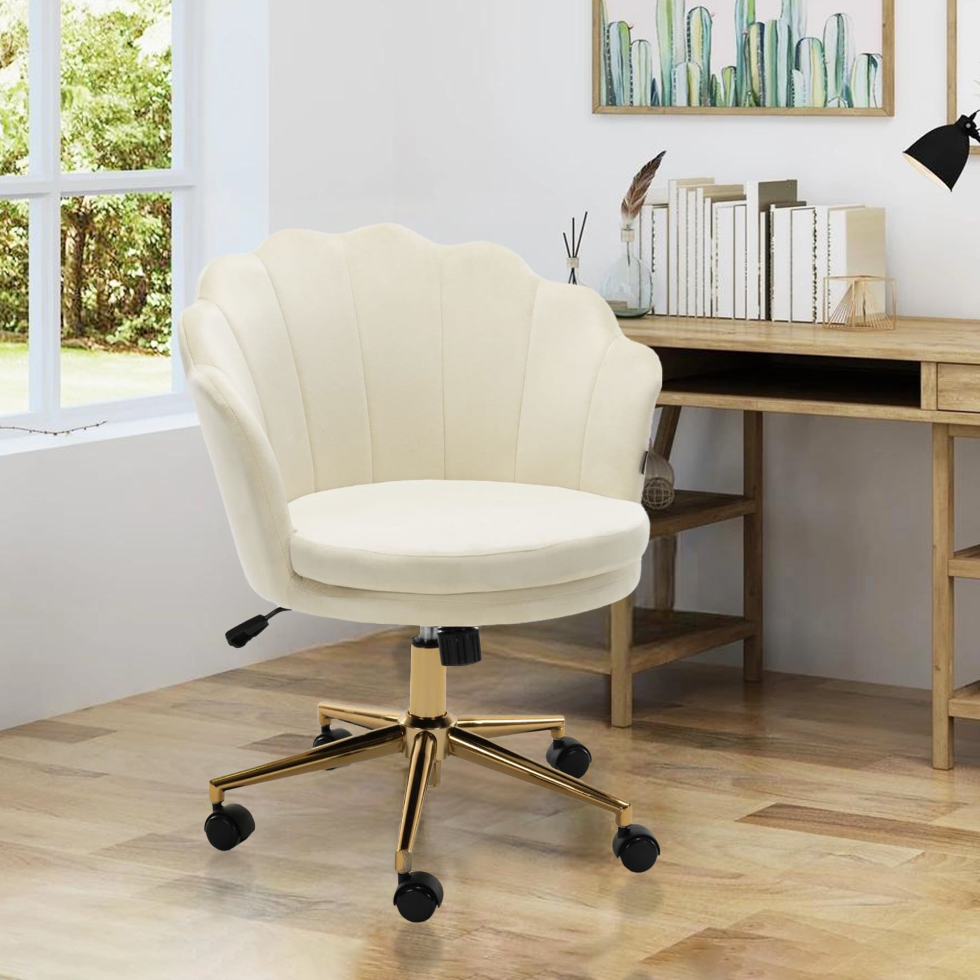 Nalupatio Modern Velvet Flower Task Chair with 360 Swivel and Adjustable Height