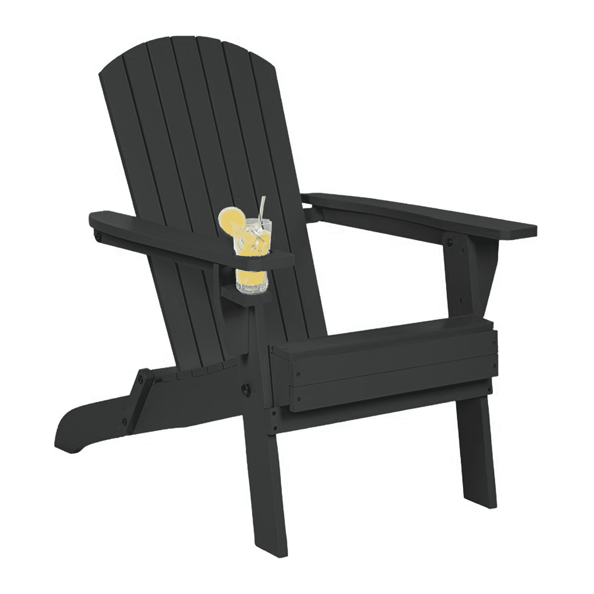 Nalwort Adirondack Chairs, Outdoor Wooden Lawn Chairs with Cup Holder, Patio Chair for Garden,Yard,Poolside,Backyard, 350lb Weight Capacity (Black)