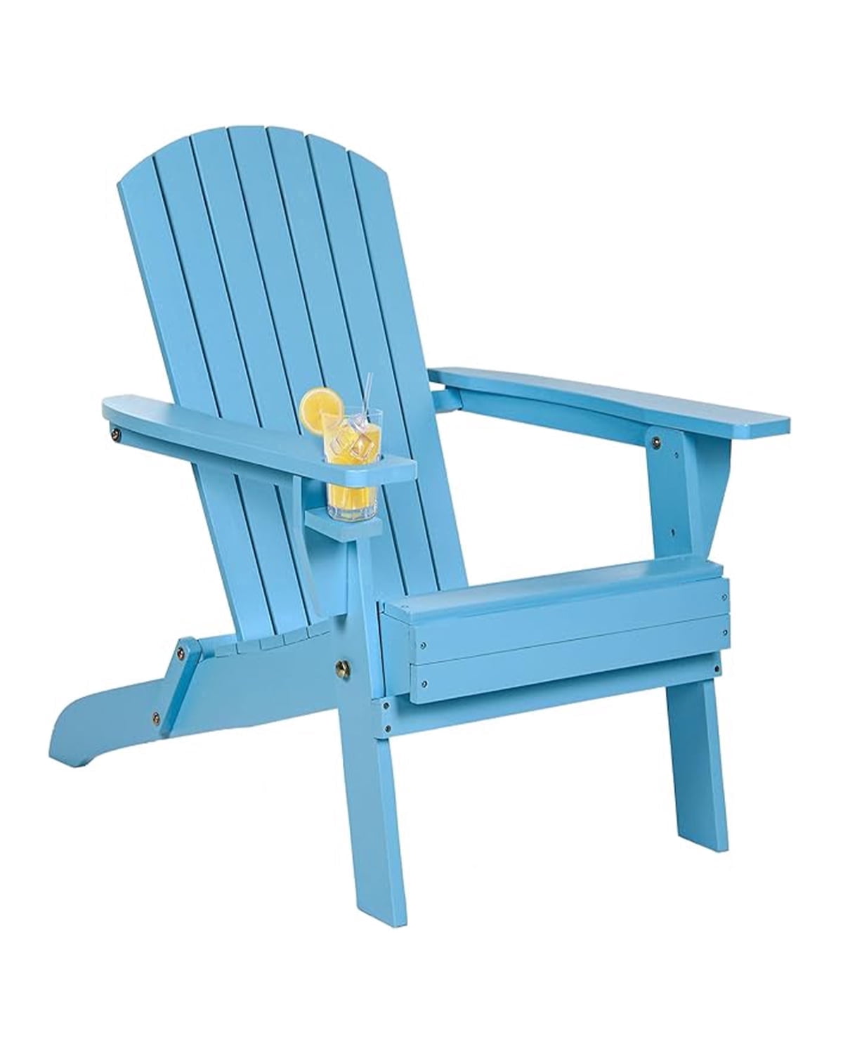 Nalwort Adirondack Chairs, Outdoor Wooden Lawn Chairs with Cup Holder, Patio Chair for Garden,Yard,Poolside,Backyard, 350lb Weight Capacity (Blue)