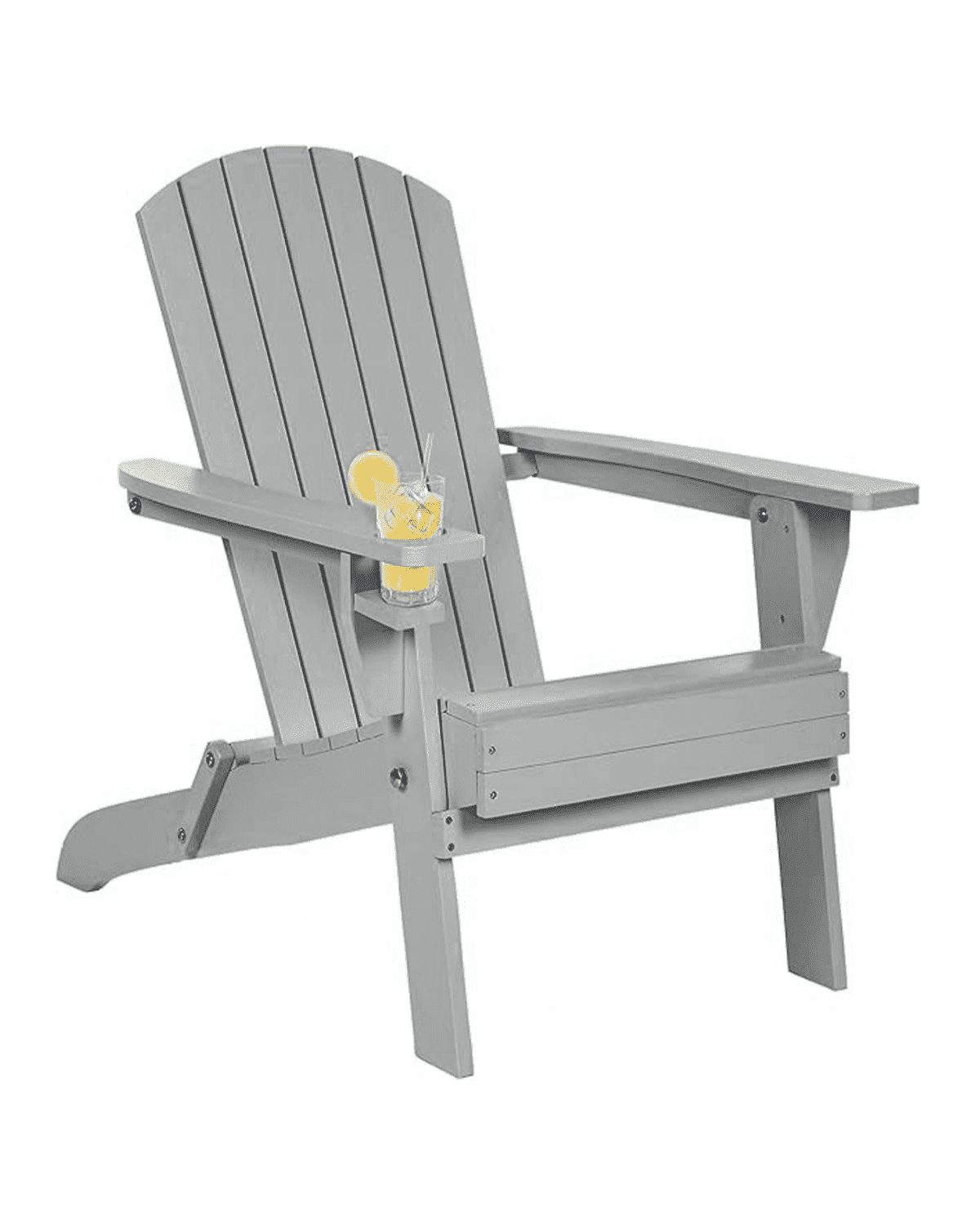 Nalwort Adirondack Chairs, Outdoor Wooden Lawn Chairs with Cup Holder, Patio Chair for Garden,Yard,Poolside,Backyard, 350lb Weight Capacity (Gray)