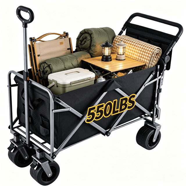 Nalwort Collapsible Wagon, 550LBS Heavy Duty Foldable Wagon Cart with ...