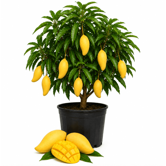 Nam Dok Mai Mango Tree Live Plant 14-16 Inch Tall, Tropical Fruit Tree for Container and Outdoor Growing