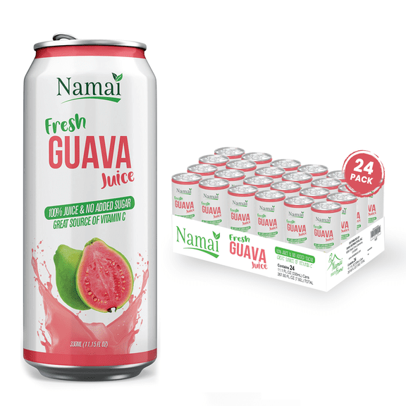 Namai Pure Pink Guava Juice, All Natural, 10.8 fl oz Can, 24 Count