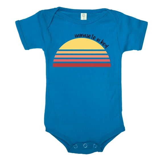 Namasete in Bed Funny Baby Bodysuit, Yoga Baby Romper, Infant Jumpsuit - Royal CA165Yoga S10 18-24