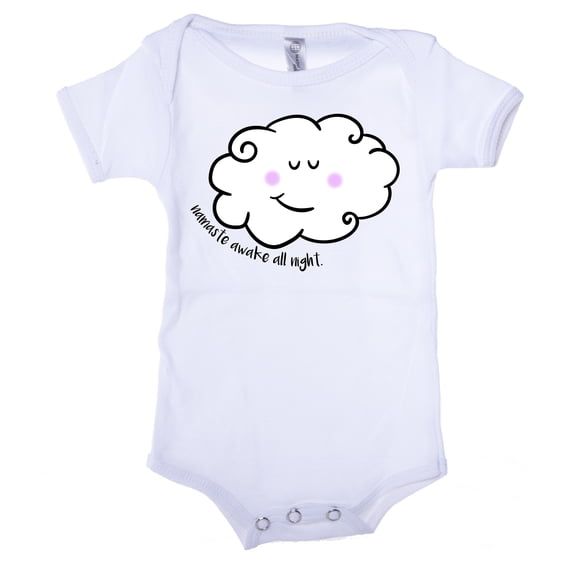 Namasete up all night funny baby bodysuit, Yoga Baby Romper, Baby one-piece - White CA165Yoga S11 3-6