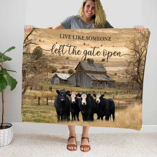 Namashops Blanket - Black Angus Live Like Someone Left The Gate Open Blanket, 50x60in Fleece Blanket
