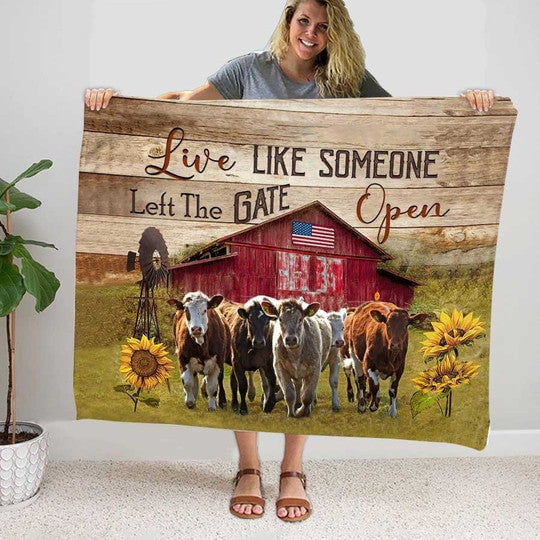 Namashops Blanket - Cattle Live Like Someone Left The Gate Open Blanket, 60x80in Fleece Blanket