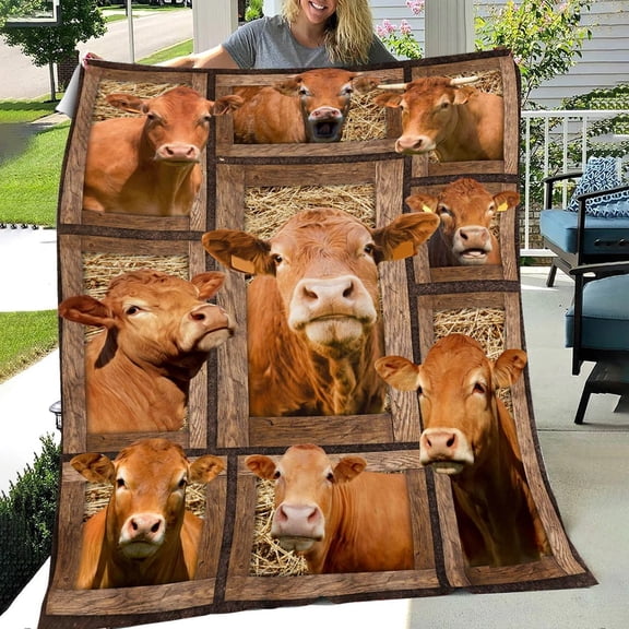 Limousin In Farm All Printed Blanket, Farmer, 50x60in Fleece Blanket