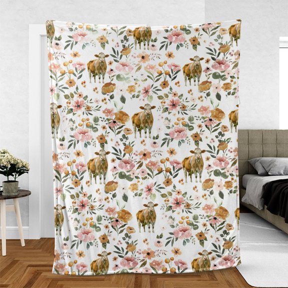 Namashops Blanket - Simmental Floral Pattern Blanket, 60x80in Fleece Blanket