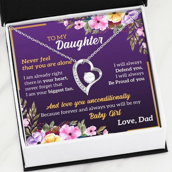 Namashops, Forever Love Necklace, To My Daughter, Forever Love, You are not alone, Wife, For Mom,, Birthday, Gold Forever Love Necklace