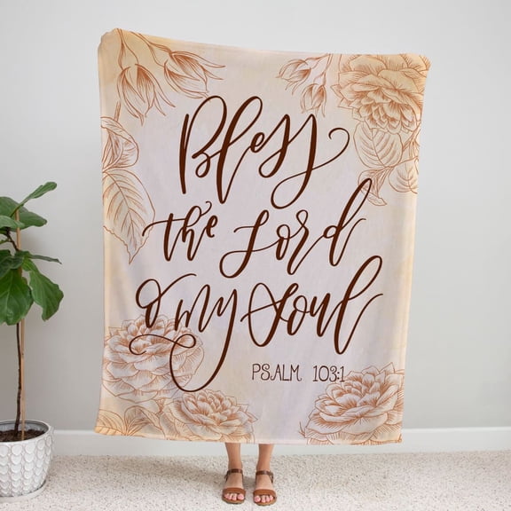 Namashops - Jesus Blanket - Bless the Lord o my soul Psalm 103:1 Bible verse blanket, 50x60in Fleece Blanket