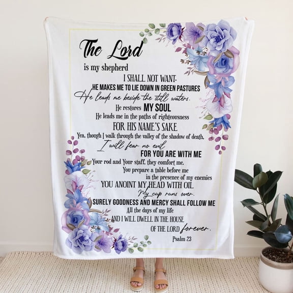 Namashops - Jesus Blanket - The Lord is my shepherd Psalm 23 blanket, 50x60in Fleece Blanket