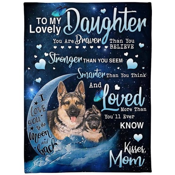 Namashops - To My Daughter Lovely Dog German Shepherd Fleece Blanket Home Decor Bedding Couch Sofa Soft Comfy Cozy, 60x80in Fleece Blanket