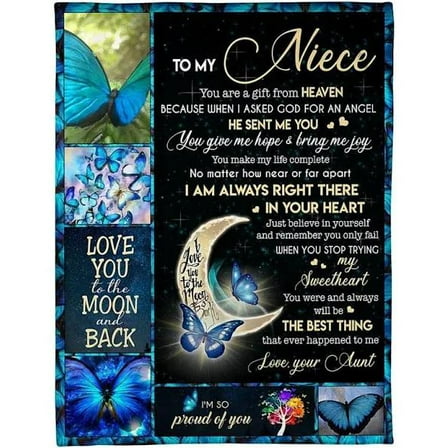 Namashops - To My Niece You Are A Gift From Heaven You Give Me Hope Bring Me Joy You Make My Life Complete Blanket, 30x40in Fleece Blanket