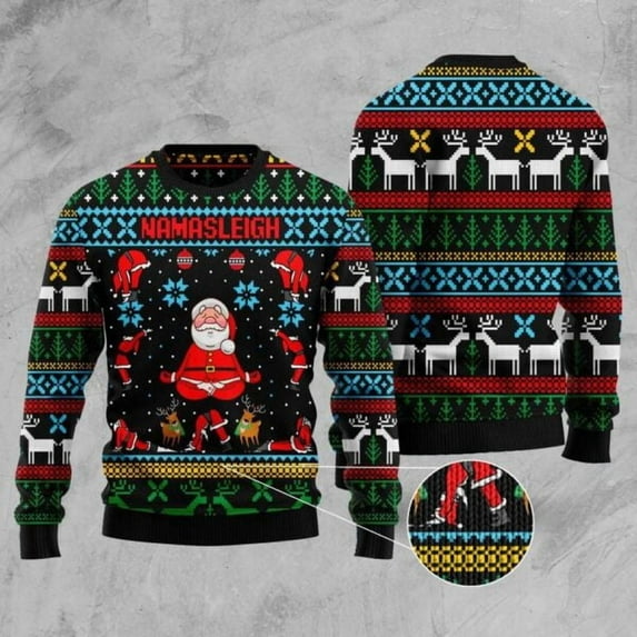 Namasleigh 3D Christmas Sweater, Christmas Sweater, 3D Sweater, Funny Xmas Sweaters