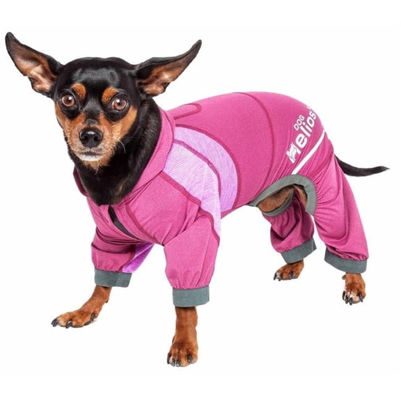Namastail 4-Way Stretch Breathable Full Bodied Performance Yoga Dog Hoodie Tracksuit - Pink, Extra Large