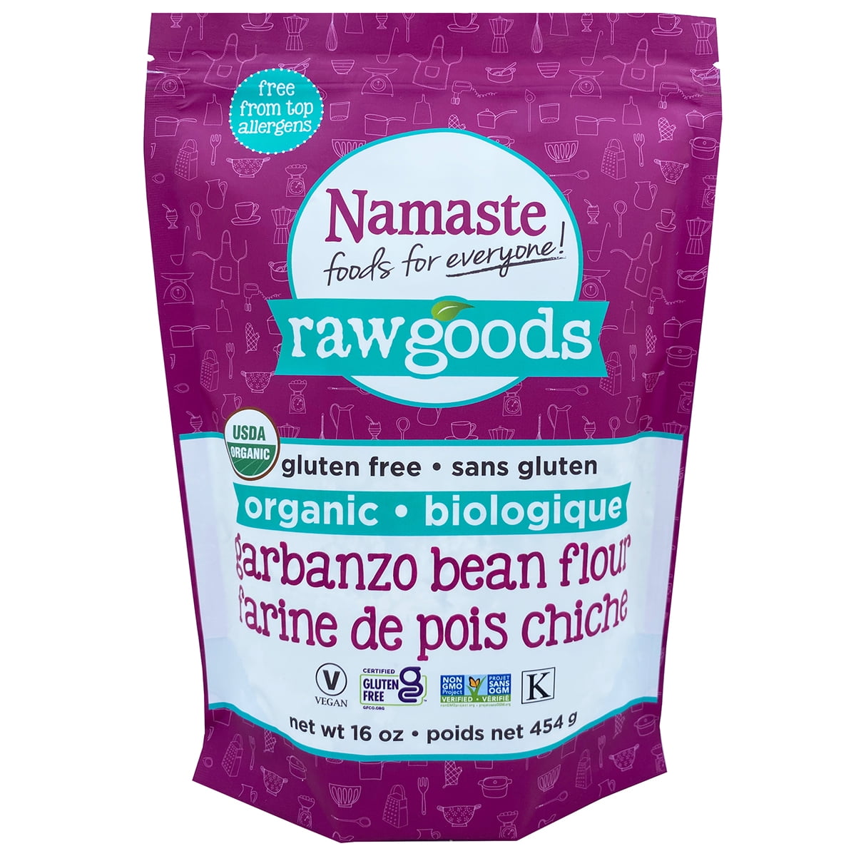 Namaste Foods, Gluten Free, Organic, Garbanzo Bean Flour, 16 oz. Bag