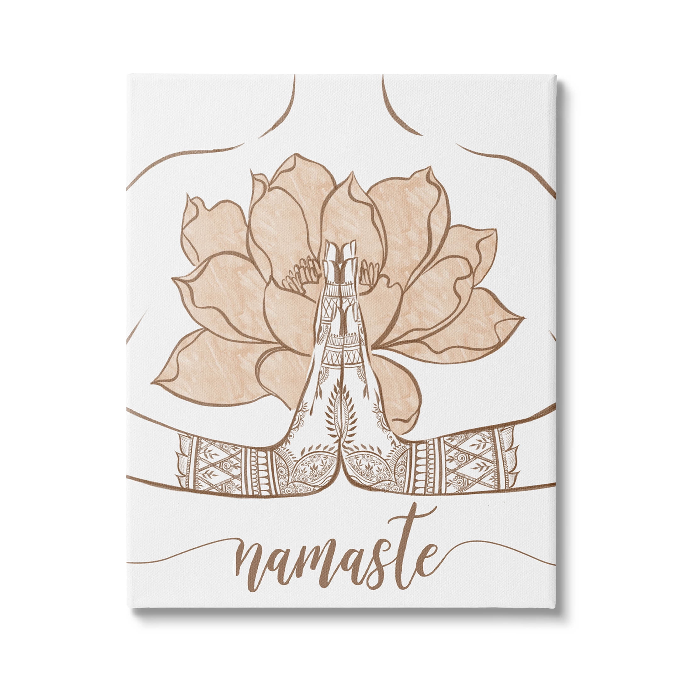 Namaste Henna Pattern Lotus Religious Graphic Art Gallery Wrapped Canvas Print Wall Art