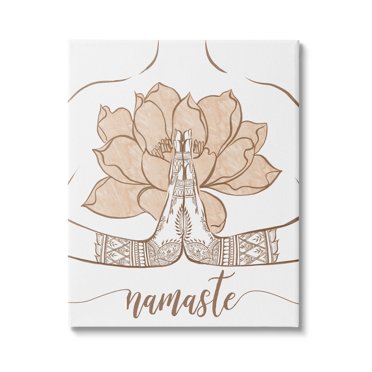 Namaste Henna Pattern Lotus Religious Graphic Art Gallery Wrapped Canvas Print Wall Art