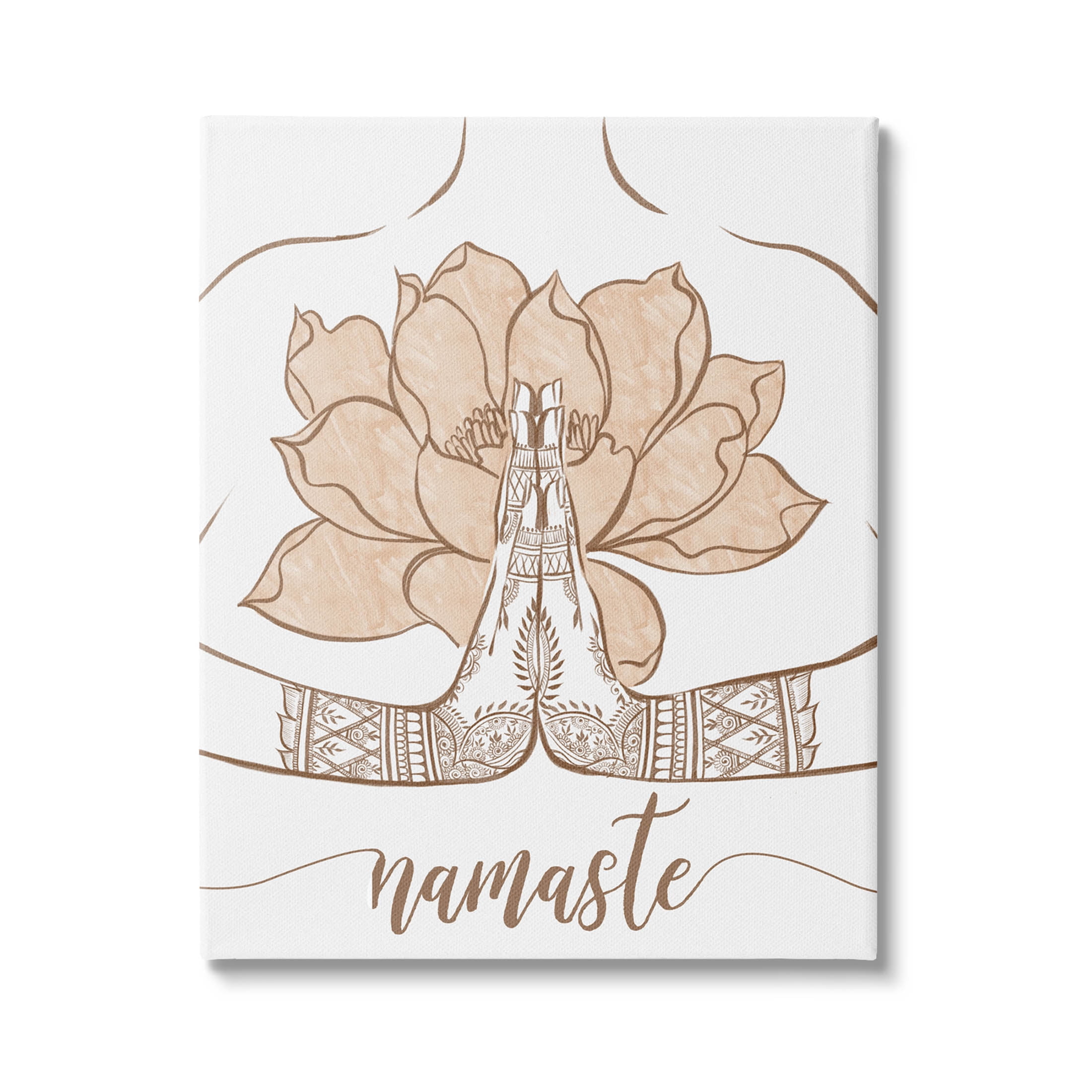 Namaste Henna Pattern Lotus Religious Graphic Art Gallery Wrapped Canvas Print Wall Art