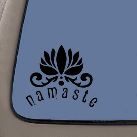 Namaste Lotus Flower Decal | 7.5 Inches By 6.5 Inches | Black Vinyl Decal | Car Truck Van SUV Laptop Macbook Wall Decals