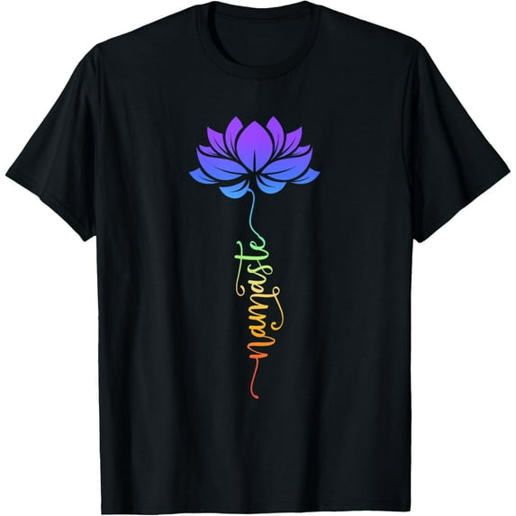 Namaste Lotus Flower Meditation Yoga T-ShirtMen's and women's gift, black and white T-shirt, size: Extra large S-4XL