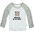 thumbnail image 1 of Namaste Up All Night Funny T shirt For Baby, Newborn Babies T-shirts, Infant Tops, 0-24M Kids Graphic Tees Clothing (Long Gray Raglan T-shirt, 0-6 Months), 1 of 4