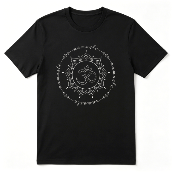 Namaste Om Mandala Circle Cool Graphic Tee For Men And Women, Yoga Lover Lighthearted Cotton Short Sleeves T-Shirt
