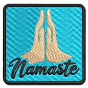 Namaste Palm of Hands Together Yoga Applique Multi-Color Embroidered Iron-On Patch - 2.5 Inch Small