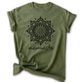 thumbnail image 1 of Namaste Shirt, Unisex Women's Men's Shirt, Chill Shirt, Relax Shirt, Good Vibes Shirt, Heather Military Green, Medium, 1 of 6