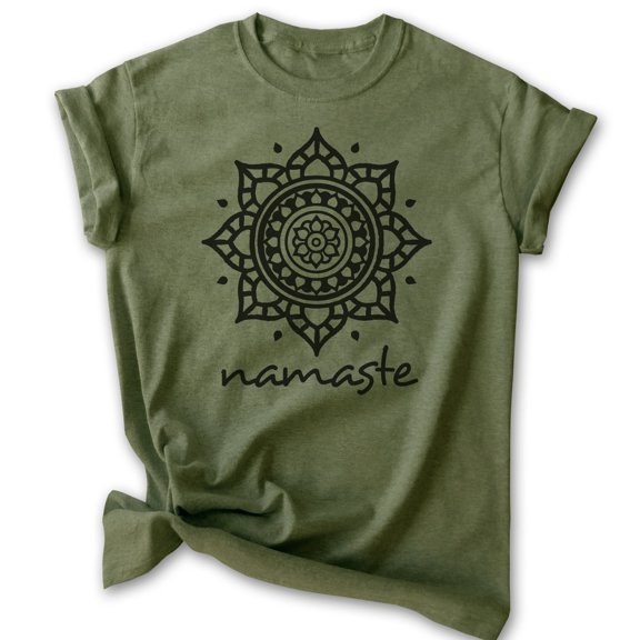 Namaste Shirt, Unisex Women's Men's Shirt, Chill Shirt, Relax Shirt, Good Vibes Shirt, Heather Military Green, X-Large