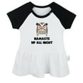 thumbnail image 1 of Namaste Up All Night Funny Dresses For Baby, Newborn Babies Skirts, Infant Princess Dress, 0-24M Kids Graphic Clothes (Black Raglan Dresses, 0-6 Months), 1 of 4