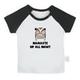thumbnail image 1 of Namaste Up All Night Funny T shirt For Baby, Newborn Babies T-shirts, Infant Tops, 0-24M Kids Graphic Tees Clothing (Short Black Raglan T-shirt, 12-18 Months), 1 of 4