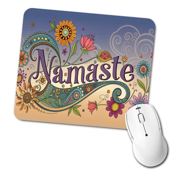 Namaste Yoga Hippie Flower Power Mouse Pad Low Profile Gaming Mat