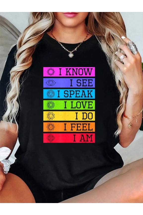 Namaste Yoga Meditation 7 Chakras Spiritual Relaxed Fit Classic Comfort Cotton T-Shirt Women's Men's Graphic Tee Crew Neck summer vacation Tops
