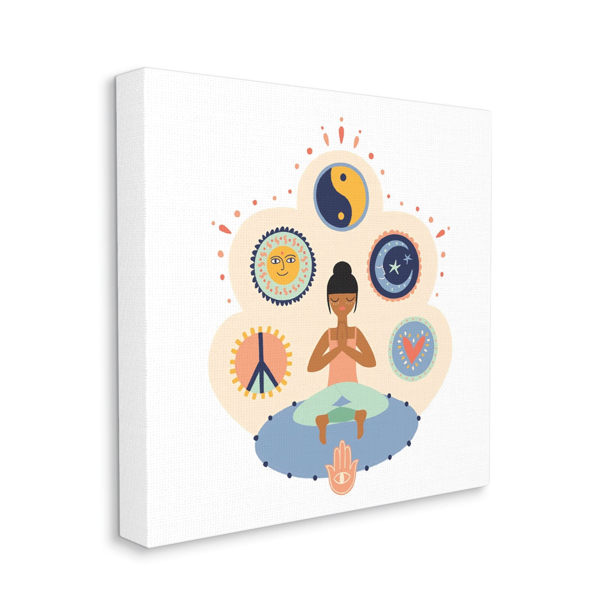 Namaste Yoga Positive Thoughts Peace Love Balance Typography Gallery-Wrapped Canvas Print Wall Art, 17x17