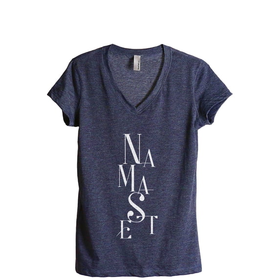 Namaste Zen Women's Fashion Relaxed V-Neck T-Shirt Tee Heather Navy Medium