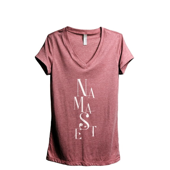 Namaste Zen Women's Fashion Relaxed V-Neck T-Shirt Tee Heather Rouge Large