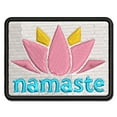 thumbnail image 1 of Namaste with Lotus Flower Yoga Applique Multi-Color Embroidered Iron-On Patch - 2.0 Inch Mini, 1 of 5