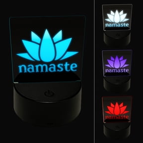Namaste with Lotus Flower Yoga LED Night Light Sign 3D Illusion Desk Nightstand Lamp