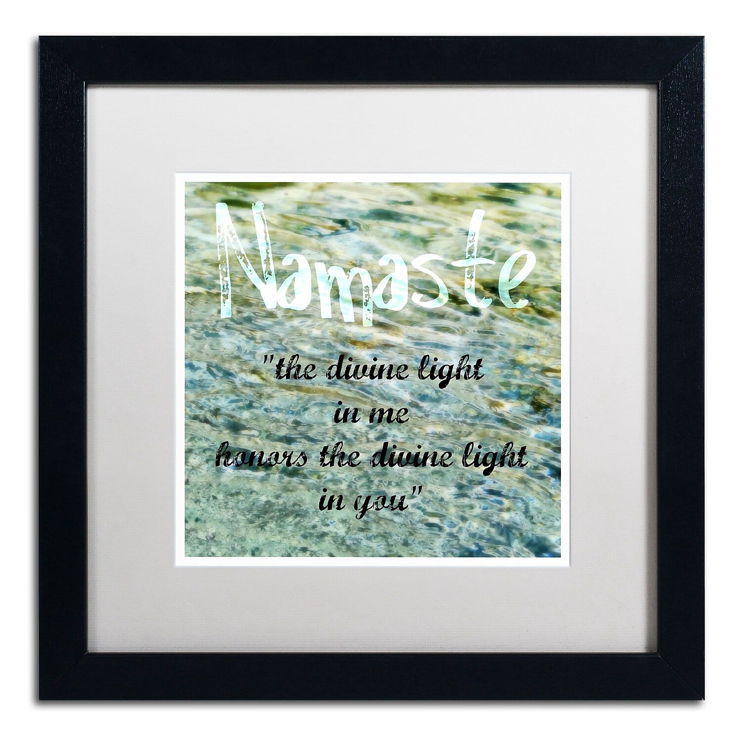 "Namaste with Water Pool" Canvas Art by Michelle Calkins, White Matte, Black Frame