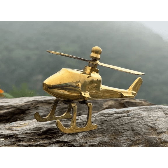 NamasteHimalayas Brass Miniature Helicopter Vintage Aviation Desk Decor | Home Decoration
