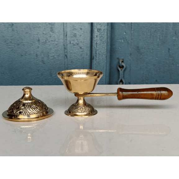 NamasteHimalayas Handcrafted Brass Loban Burner Antique Frankincense Burner for Home, Meditation & Aromatherapy