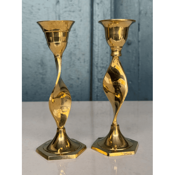 NamasteHimalayas Set of 2 Twisted Metal Candle Holders Modern Home Dcor & Gifting