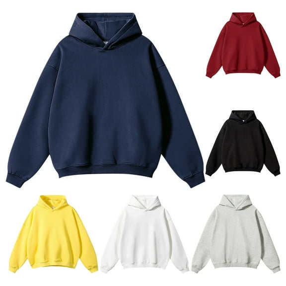 Namayuj Men's Fleece Hoodies Basic Solid Color Hooded Sweatshirt Trendy Sweater Tops Work Warm Long Sleeve Shirts