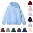 thumbnail image 1 of Namayuj Men's Solid Color Drawstring Hooded Sweatshirt Kanga Pocket Loose Basic Daily Hoodie Top S-XXXXL, 1 of 3