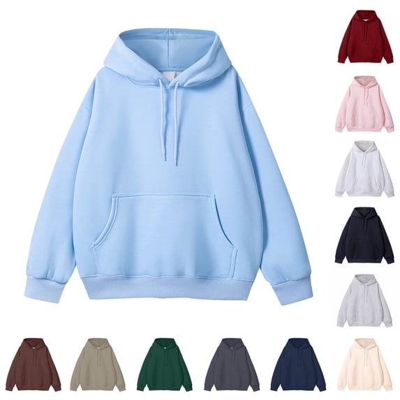 Namayuj Men's Solid Color Drawstring Hooded Sweatshirt Kanga Pocket Loose Basic Daily Hoodie Top S-XXXXL
