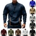thumbnail image 1 of Namayuj Men's Sweatshirts Basic Solid Color Crewneck Sweatshirt Oversized Sweater Tops Stand Collar Comfort Long Sleeve Shirts with Pcokets, 1 of 5