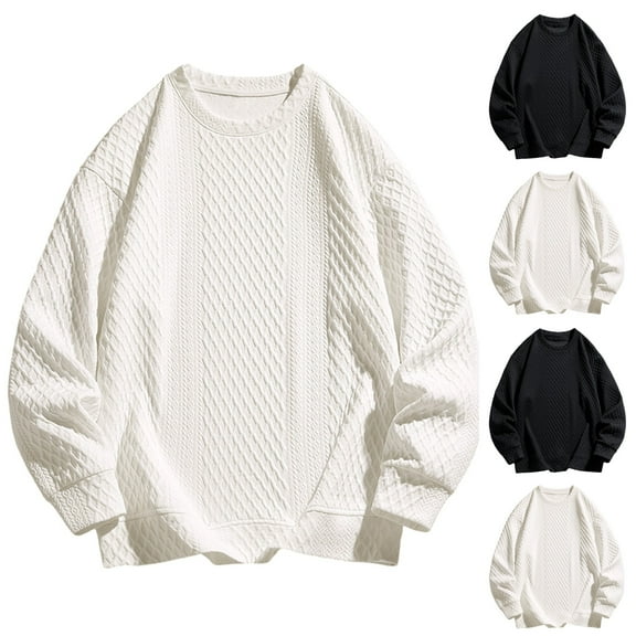 Namayuj Men's Sweatshirts Fall Solid Color Crewneck Sweatshirt Retro Lightweight Pullover Tops Comfort Long Sleeve Shirts
