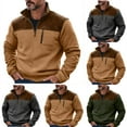 thumbnail image 1 of Namayuj Mens Half Zip Up Sweatshirts Casual Solid Color Crewneck Sweatshirt Lightweight Pullover Tops Stand Collar Cotton Long Sleeve T-shirts with Pcokets, 1 of 5